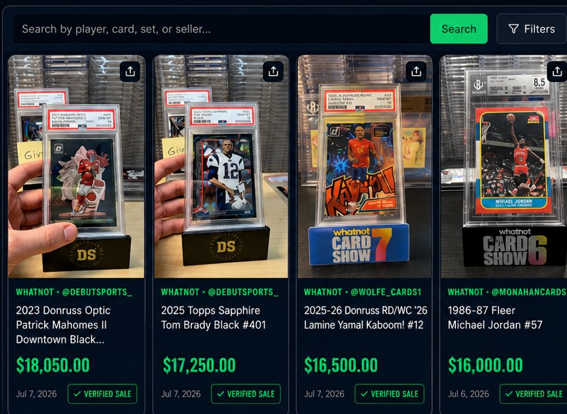Comp Buddy sales database — search any card and see verified live sales with real photos
